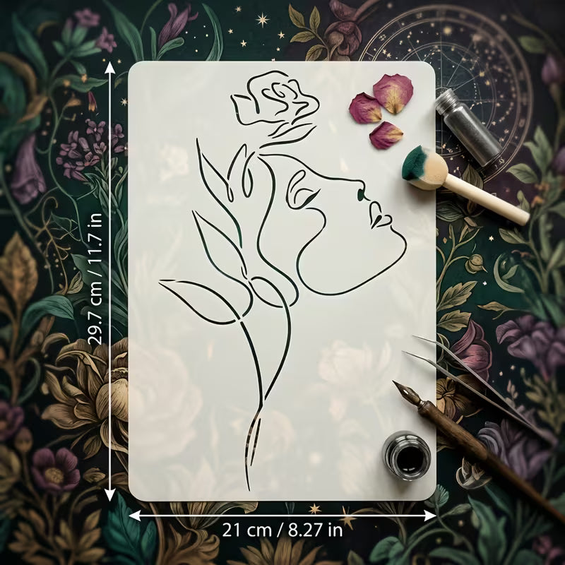 6pcs of Minimalist One Stroke  Floral Line Decoration Combination Templates,