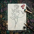 6pcs of Minimalist One Stroke  Floral Line Decoration Combination Templates,