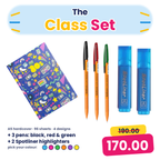 The Class Set – 2BE A5 Hardcover Notebook + 3 Pens + 2 Highlighters