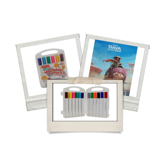 18 Washable Markers + Super Coloring Book (Raya Edition)