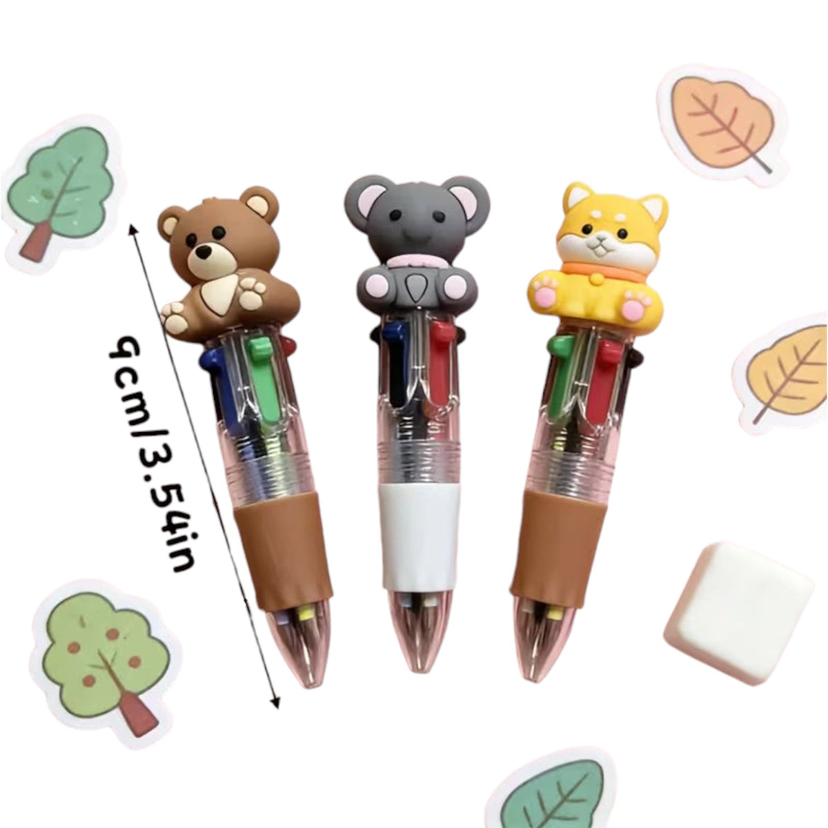 Mini Zoo Animal Multicolor Ballpoint Four-In-One Pens- Random Shape