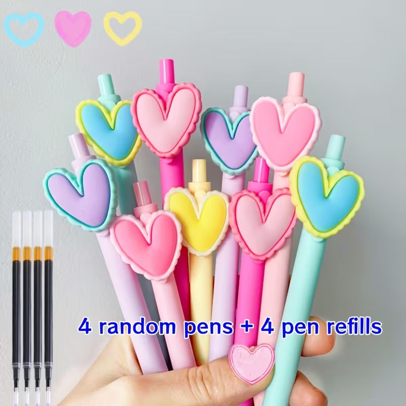 Pastel Heart Gel Pen - 1 Pen + 1 Refill
