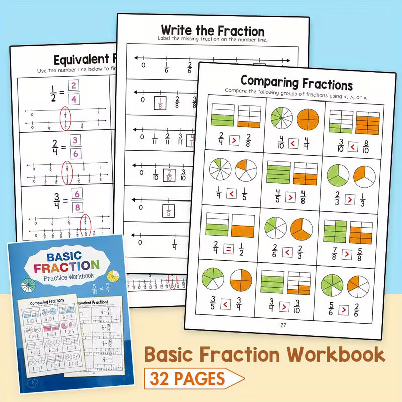 Math Fractions Workbook Level 1