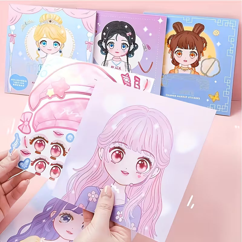 DIY Face Sticker Book with Fashion Doll Design