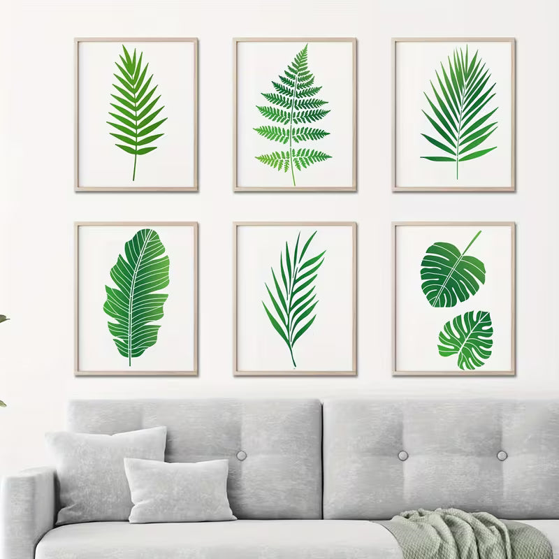 6pcs of Tropical Plant Leaf Series Print