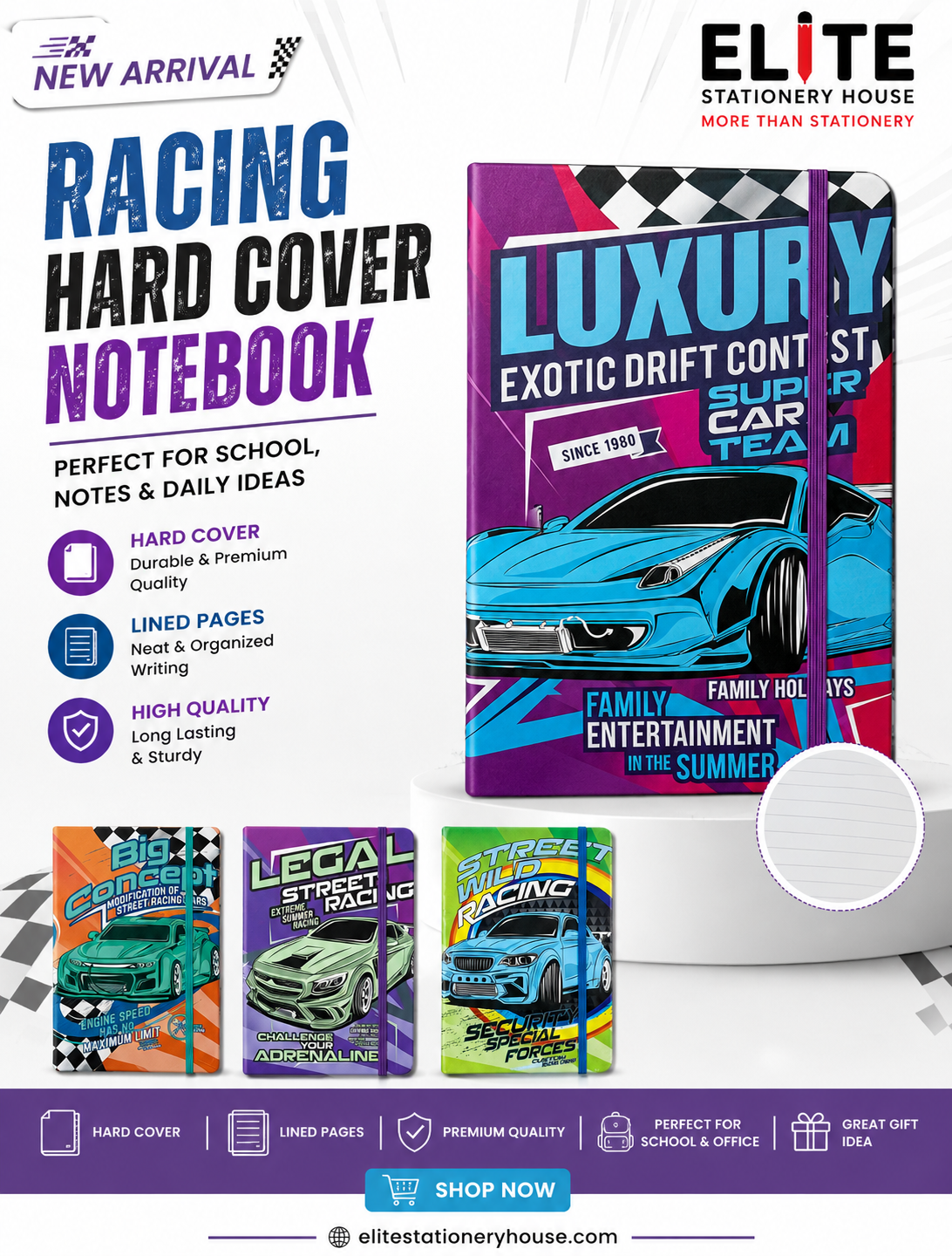 Racing Hard Cover Notebooks