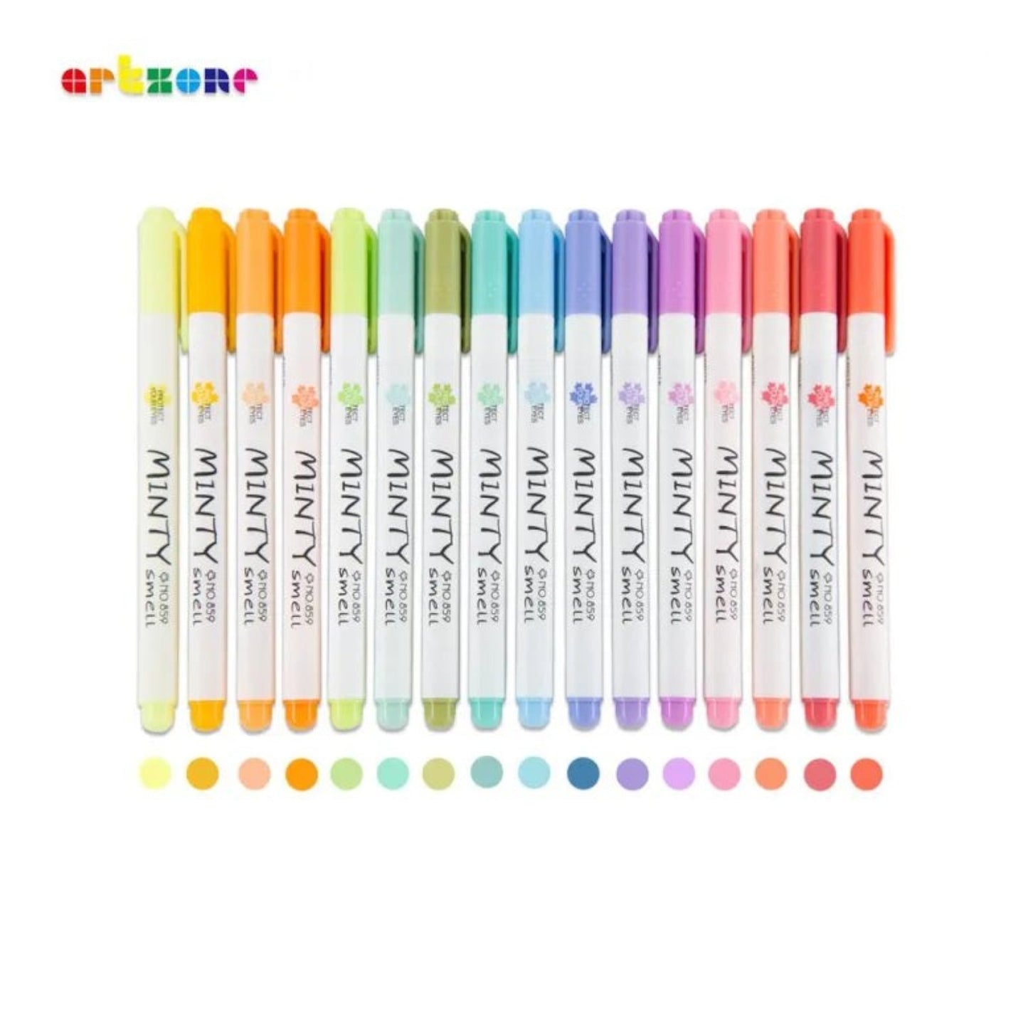 16Pcs Pastel Color Highlighter Pen Fresh Mint Scented Soft Fiber Tip