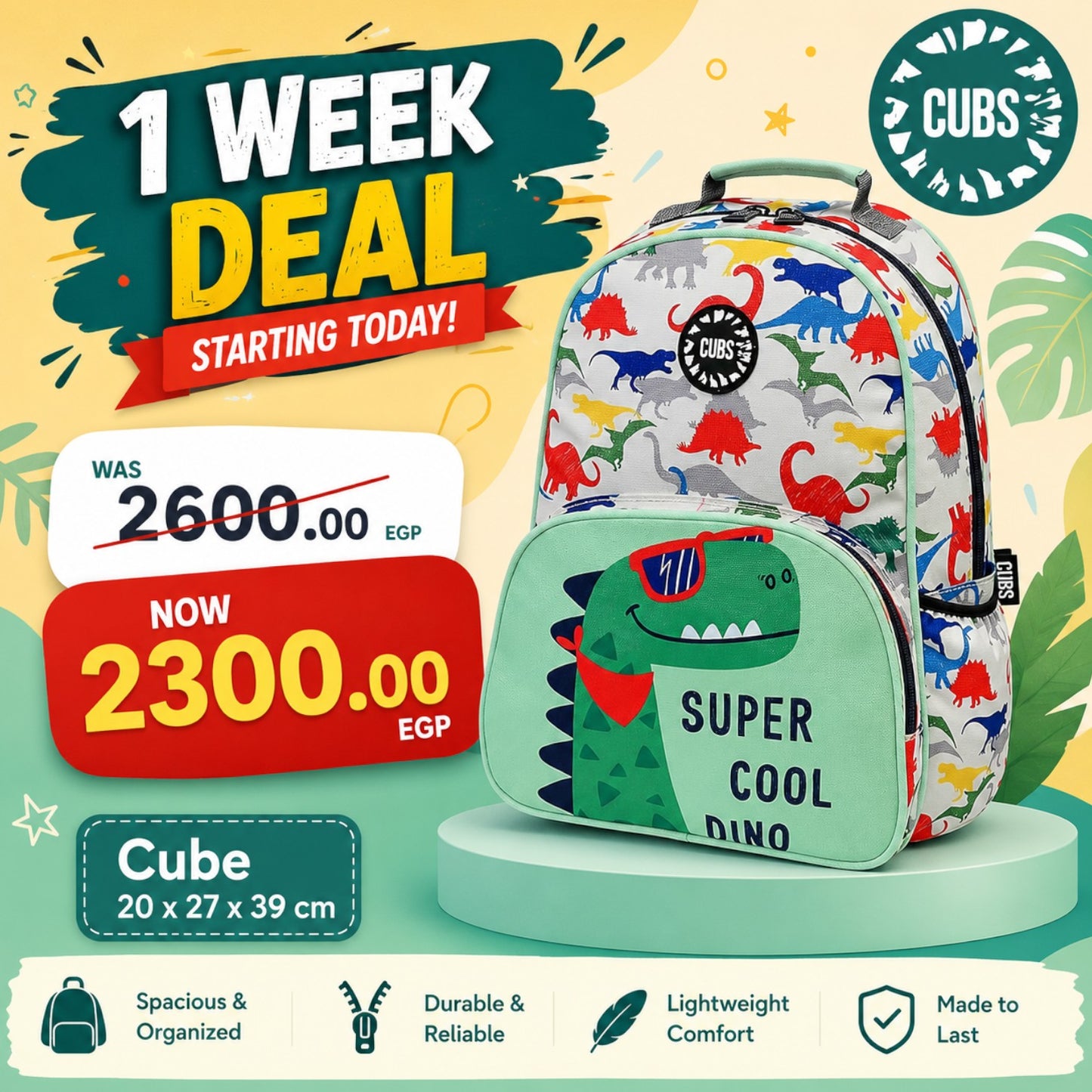 CUBS Super Cool Dino Backpack!