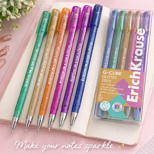 Set of 6 gel ink pens ErichKrause G-Cube Stick Glitter 1.0