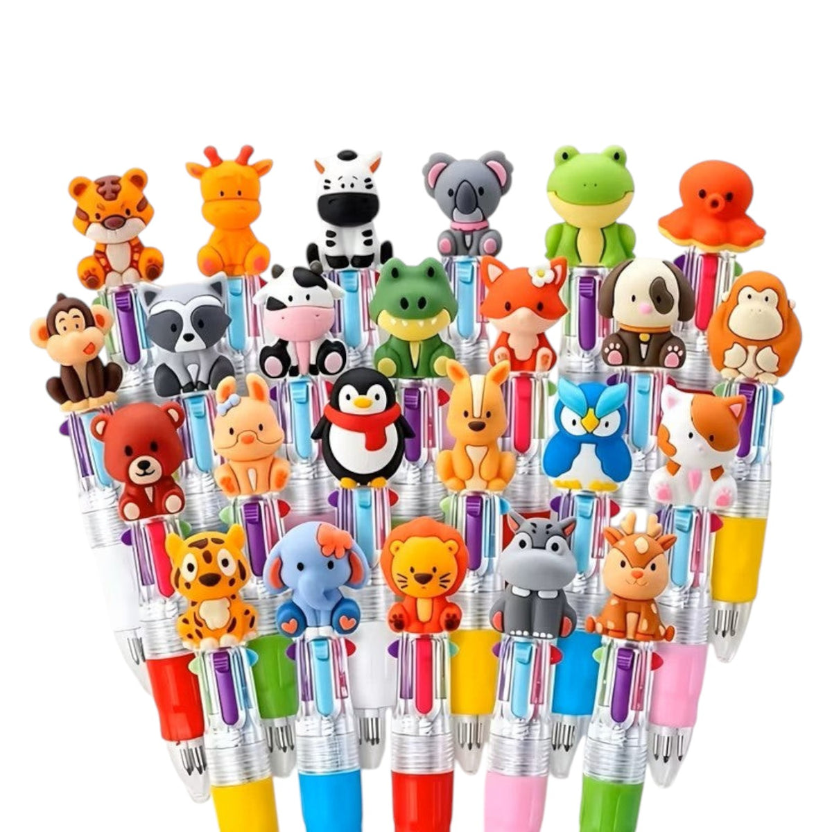Mini Zoo Animal Multicolor Ballpoint Four-In-One Pens- Random Shape