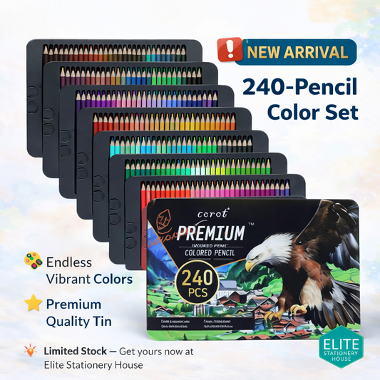 Corot KLCQ-240Y طقم 240 لون خشب علبة معدن