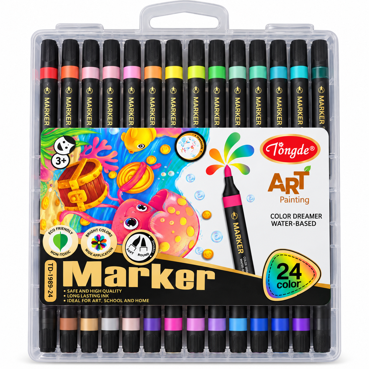 24 Colors: Water-Based Art Markers – 24 Colors