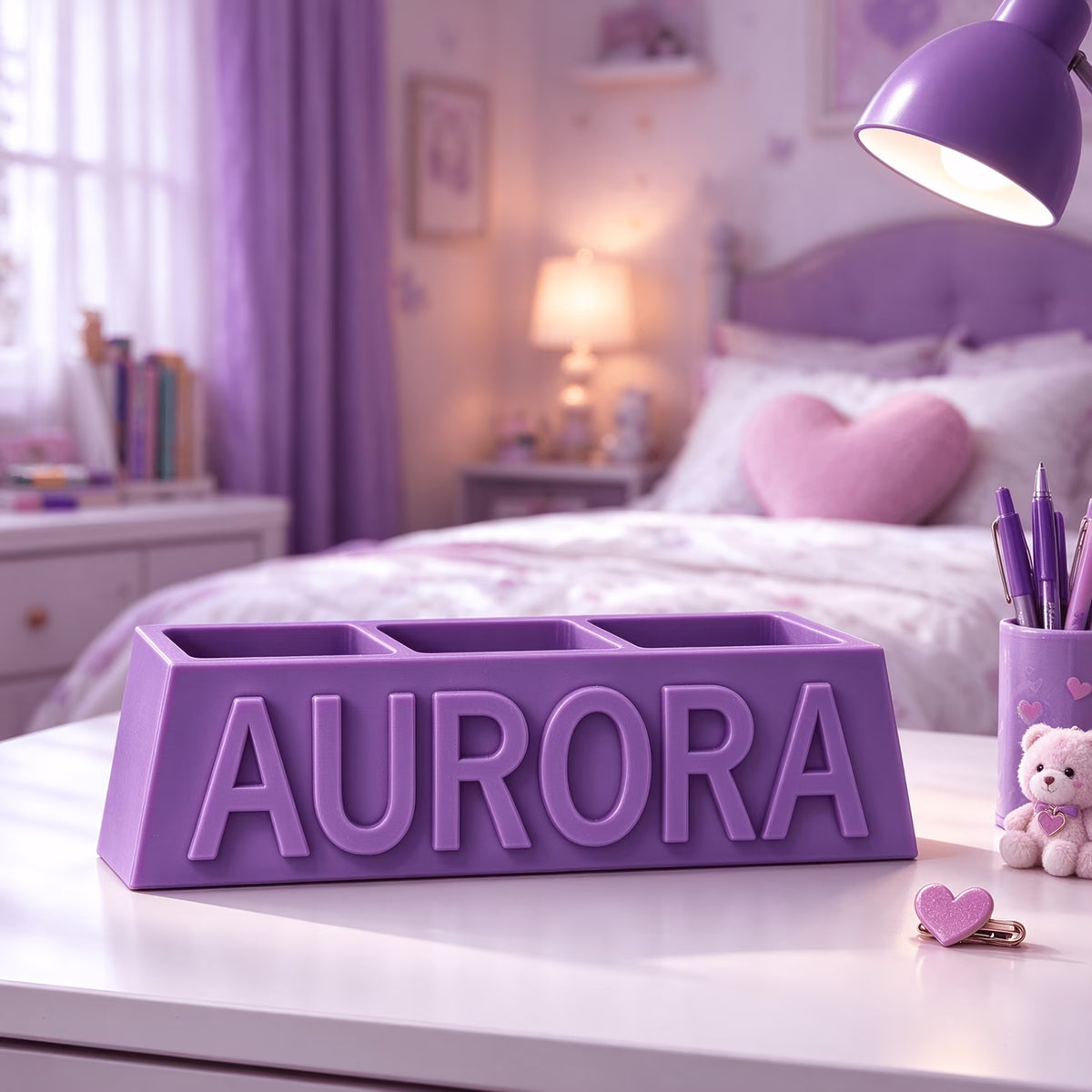 1pc Personalized Name Desktop Storage Box 3D Printed Pen Holder