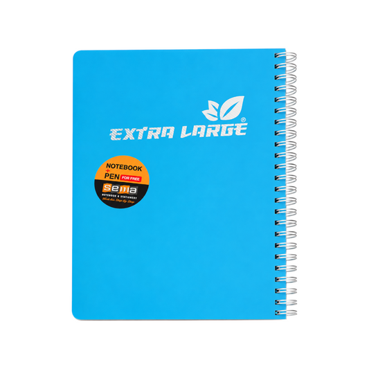 Elite Stationery House A4 wire-bound notebook with a bright blue plastic cover and lay-flat design.