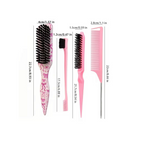 Elite Stationery House 4-piece pink hair styling brush set with bow pattern for sleek ponytails and edge control