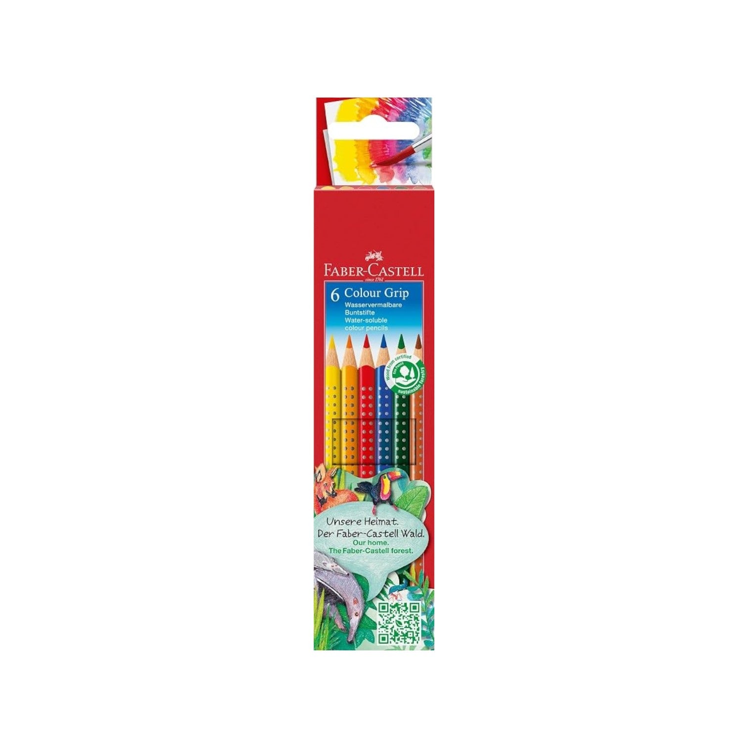Elite Stationery House Faber-Castell Grip 2001 water-soluble colour pencils in a pack of 6 with ergonomic grip design