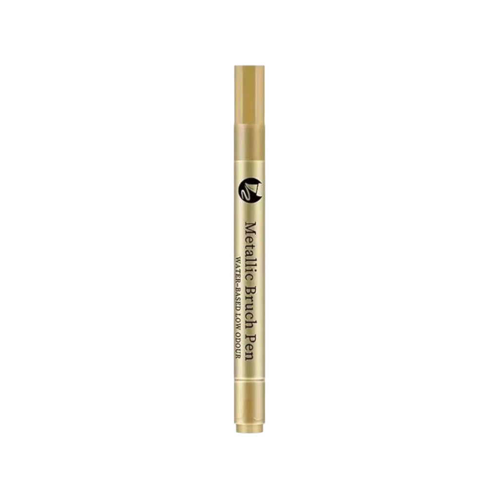 Elite Stationery House gold metallic brush pen with soft tip for waterproof craft marking on glass and ceramic