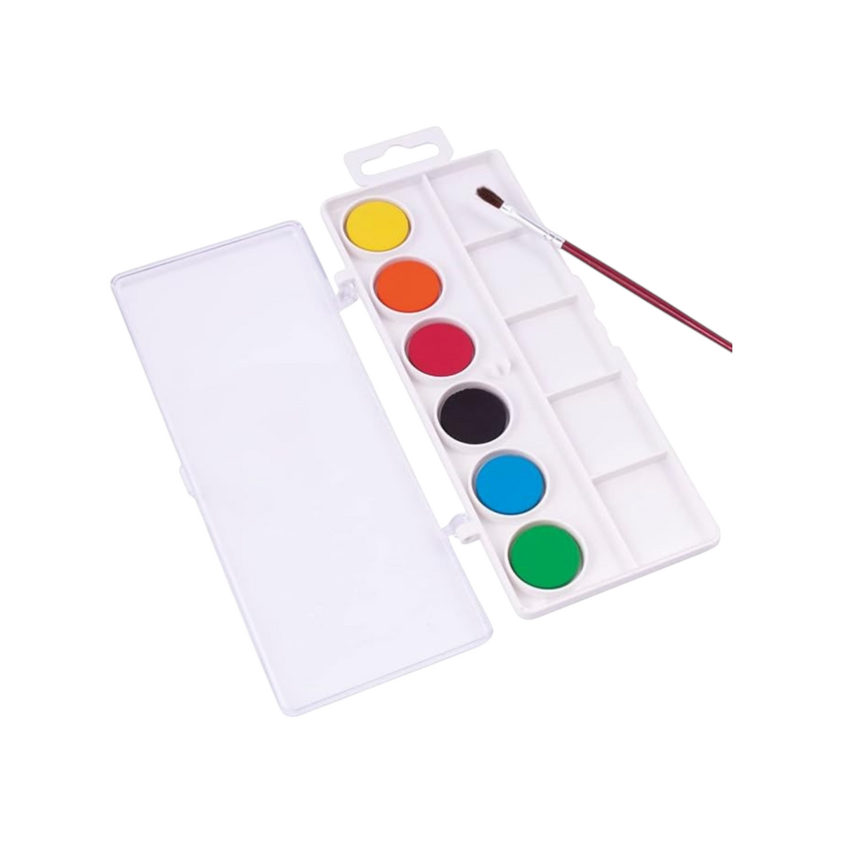 Elite Stationery House Jovi watercolor paint set with six vibrant tablets and a paintbrush in a white plastic case