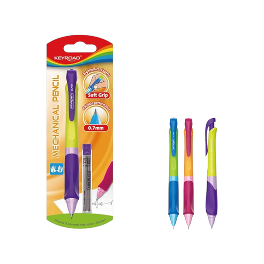 Elite Stationery House Keyroad 0.7mm retractable mechanical pencils with soft ergonomic grips and refill leads