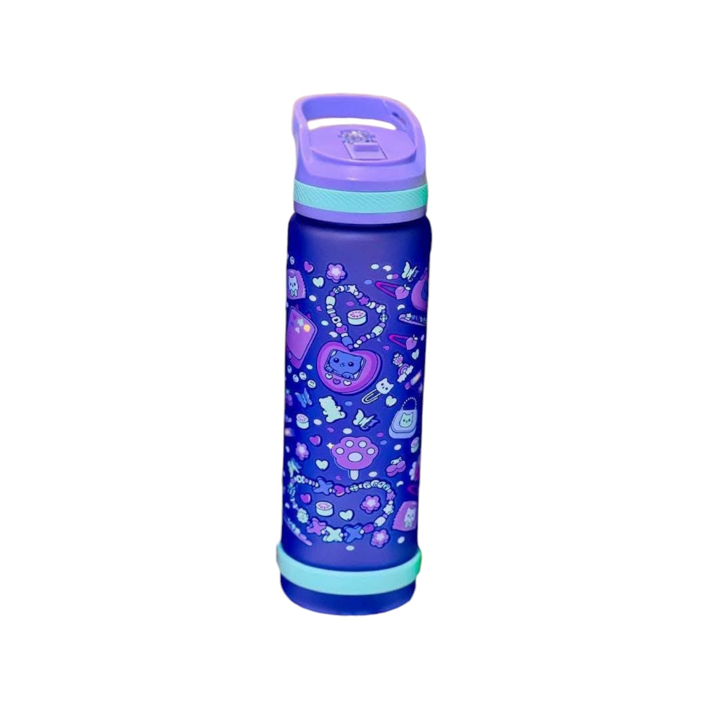 Elite Stationery House 750ml water bottles for kids with strainers, featuring colourful space and nature patterns.