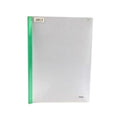 Elite Stationery House Kinary Q310 broad plastic report cover with a green sliding ruler spine