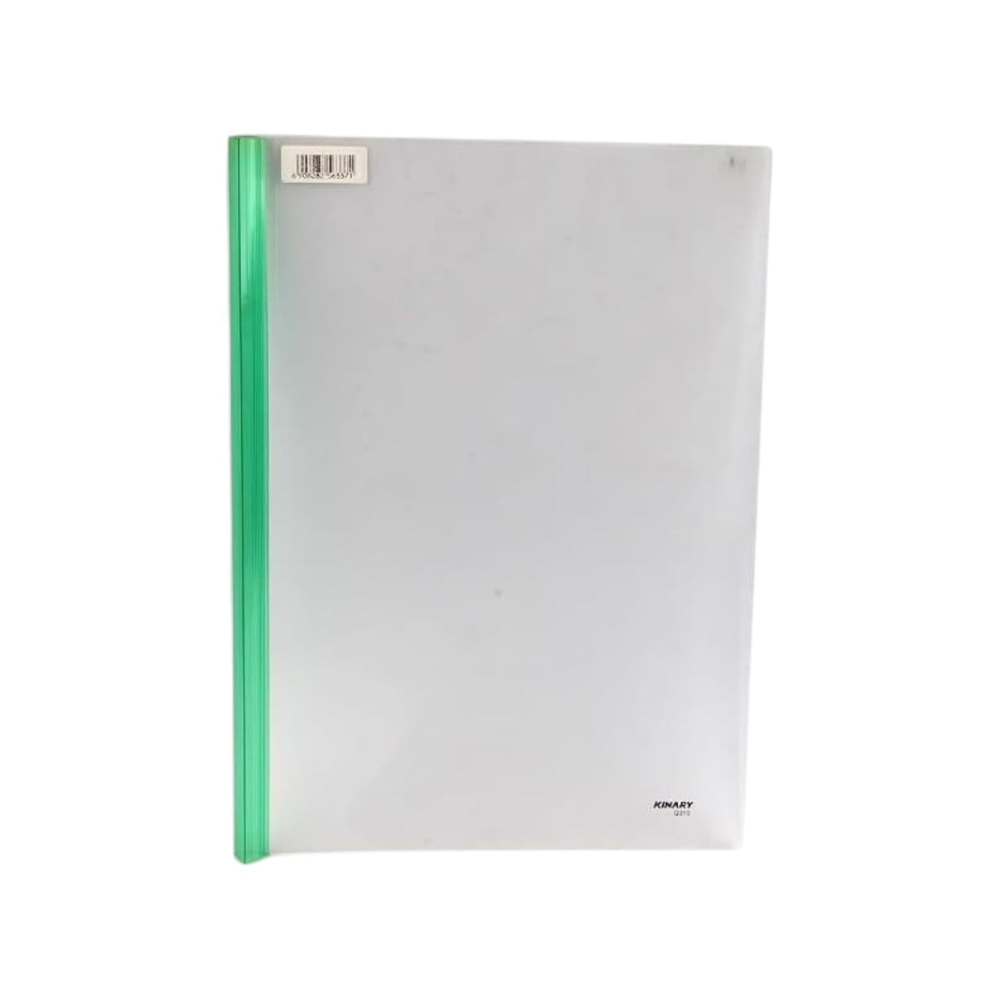 Elite Stationery House Kinary Q310 broad plastic report cover with a green sliding ruler spine