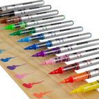 Elite Stationery House Kores Creative acrylic markers with flexible brush tips and vibrant liquid ink on wood board