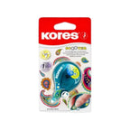 Elite Stationery House Kores Scooter correction tape in blue with paisley pattern on carded packaging