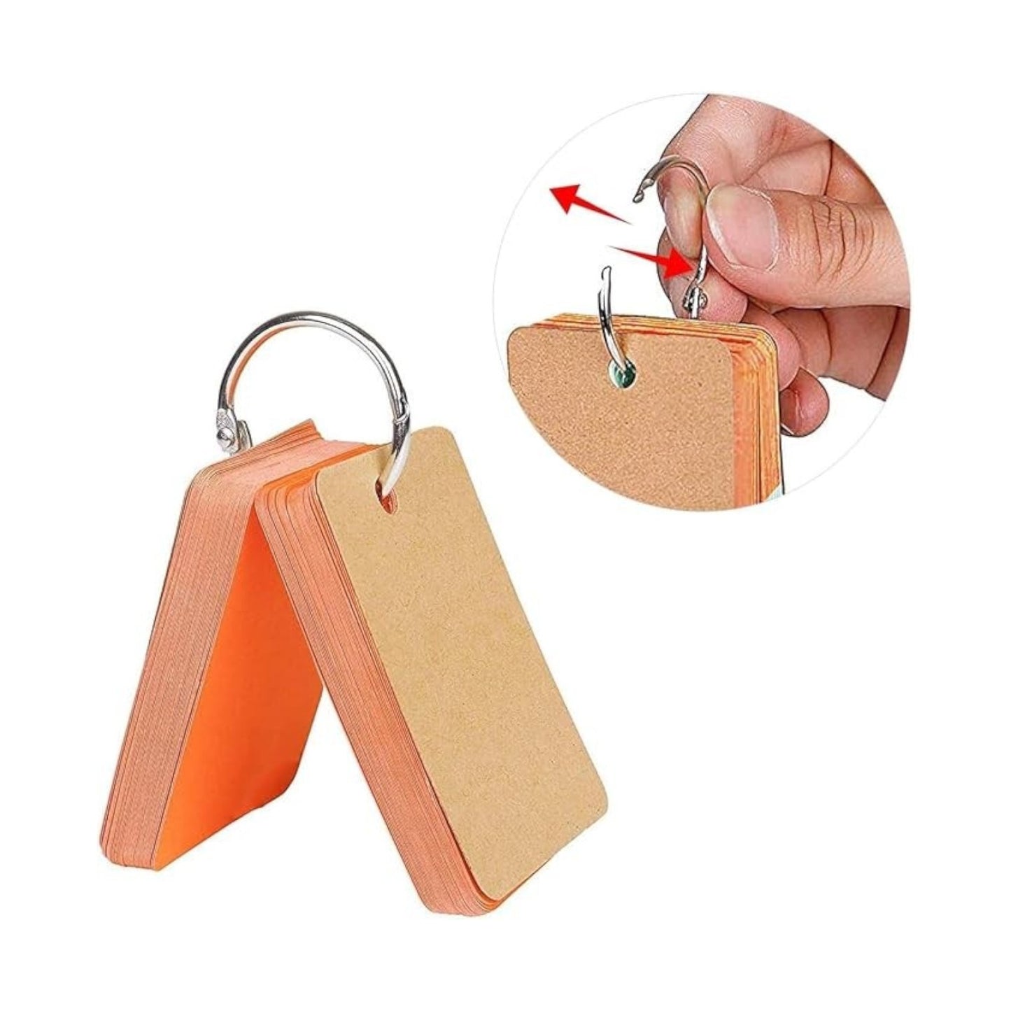 Elite Stationery House multicolor kraft paper study cards with a metal binder ring for easy organization and flipping.