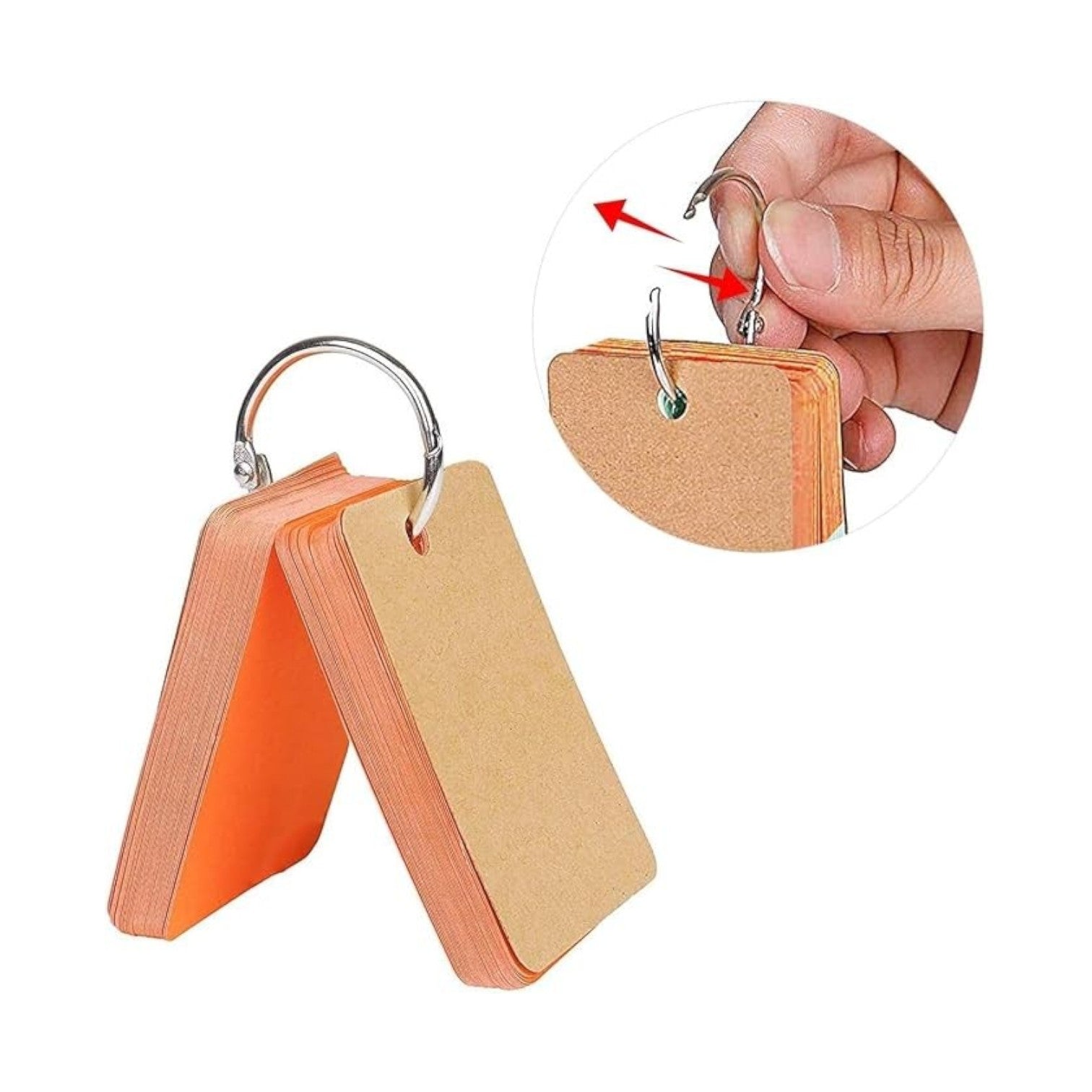Elite Stationery House multicolor kraft paper study cards with a metal binder ring for easy organization and flipping.