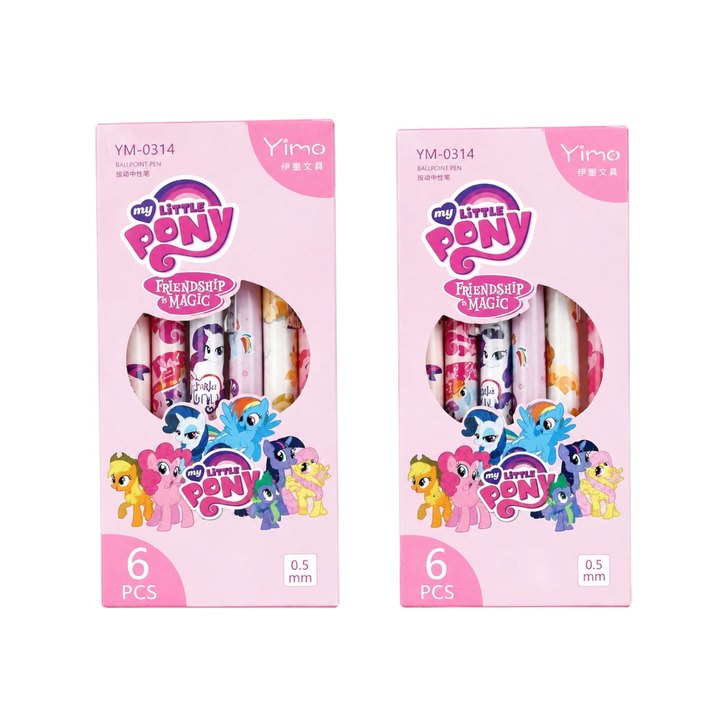 Elite Stationery House My Little Pony 6-pack gel pens in pink packaging with cartoon character designs