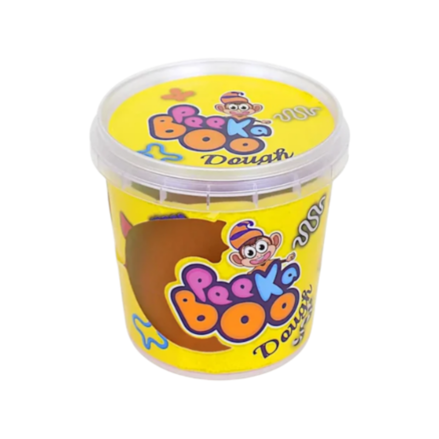 Elite Stationery House Peeka Boo 100g yellow play dough jar with monkey branding for creative kids play