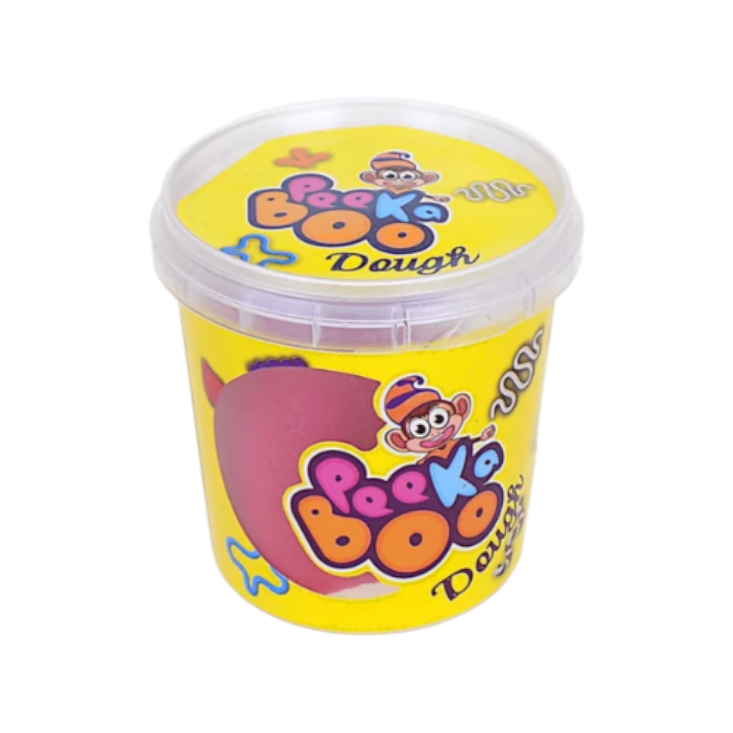 Elite Stationery House Peeka Boo 100g play dough jar with a yellow label featuring a cute monkey character