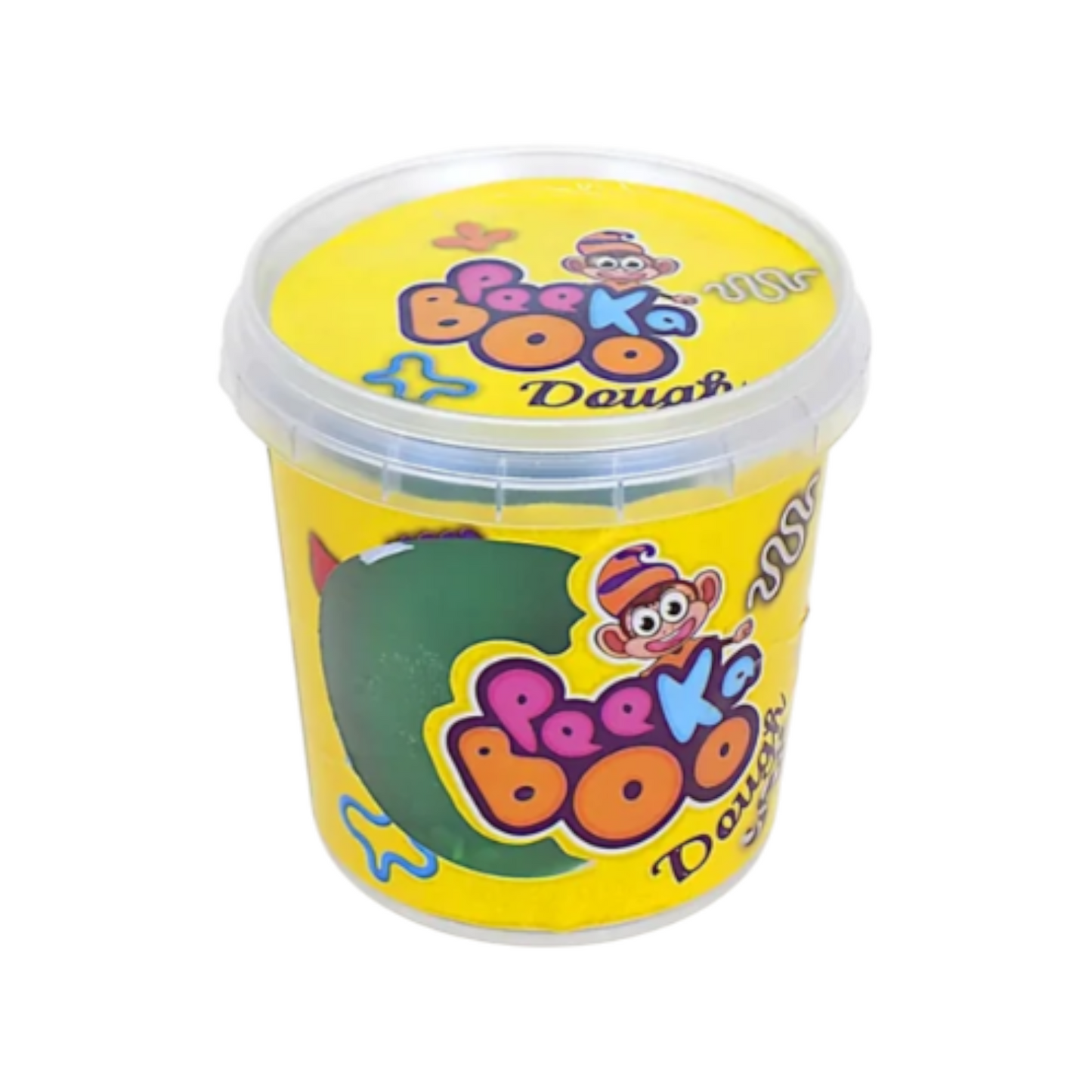 Elite Stationery House Peeka Boo 100g yellow play dough jar with monkey branding for creative kids play