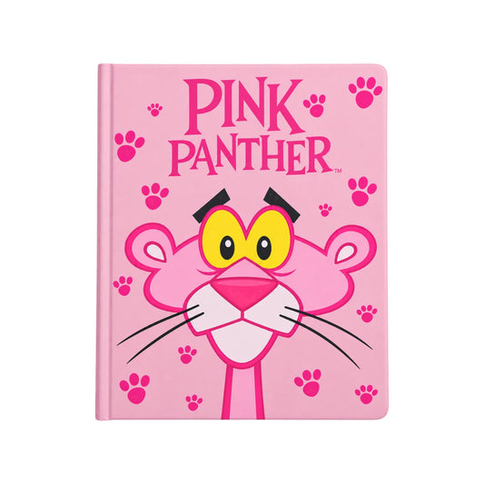 Elite Stationery House A5 hardcover notebook featuring a Pink Panther character design on a pink background