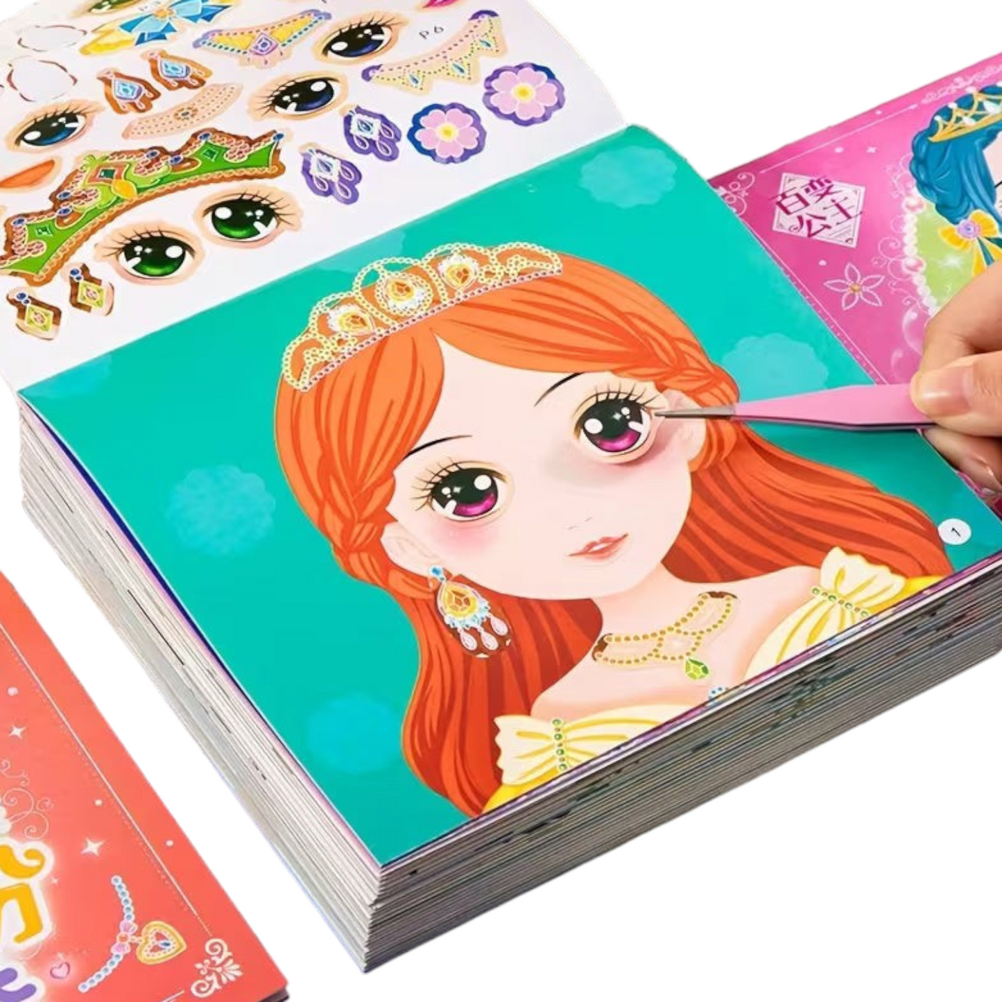 Elite Stationery House princess dress up sticker book featuring reusable fashion stickers and tweezers for kids
