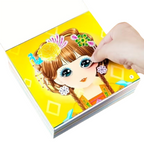 Elite Stationery House princess dress up sticker book with a hand placing a reusable fashion sticker on a character