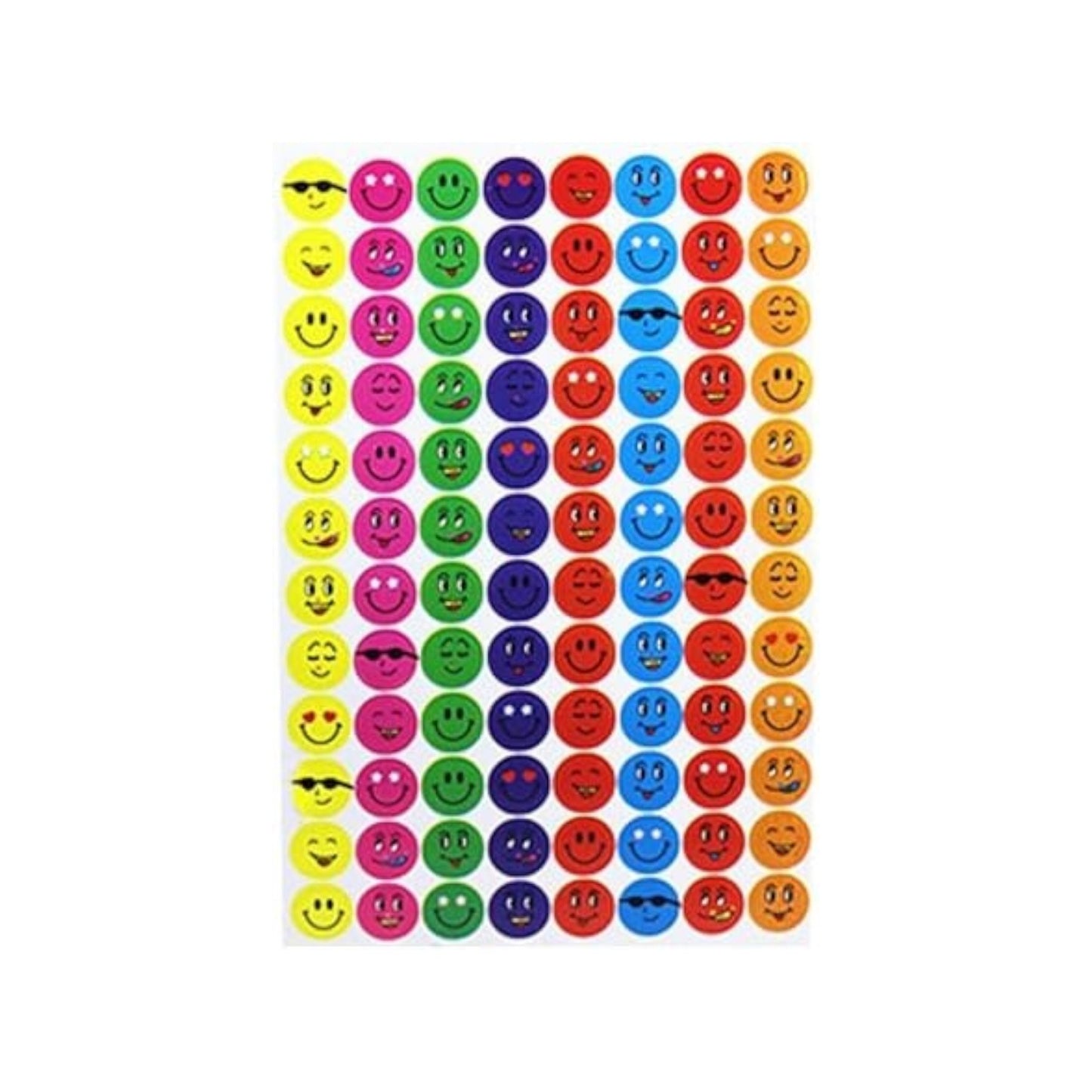 Elite Stationery House mini smile emoji stickers on four sheets with various colorful facial expressions