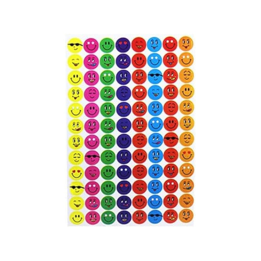 Elite Stationery House mini smile emoji stickers on four sheets with various colorful facial expressions