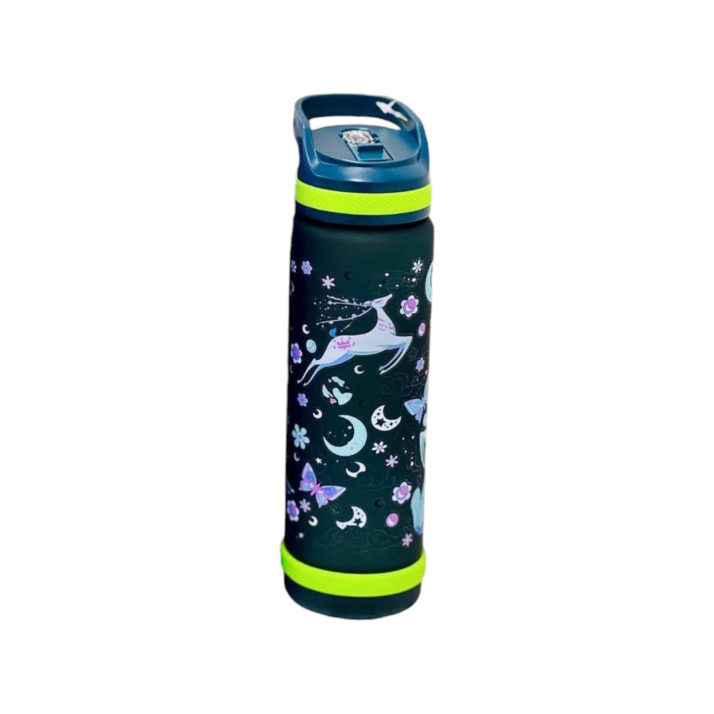 Elite Stationery House Space Sipper 750ml water bottles with strainers in blue, purple, and black with space designs.