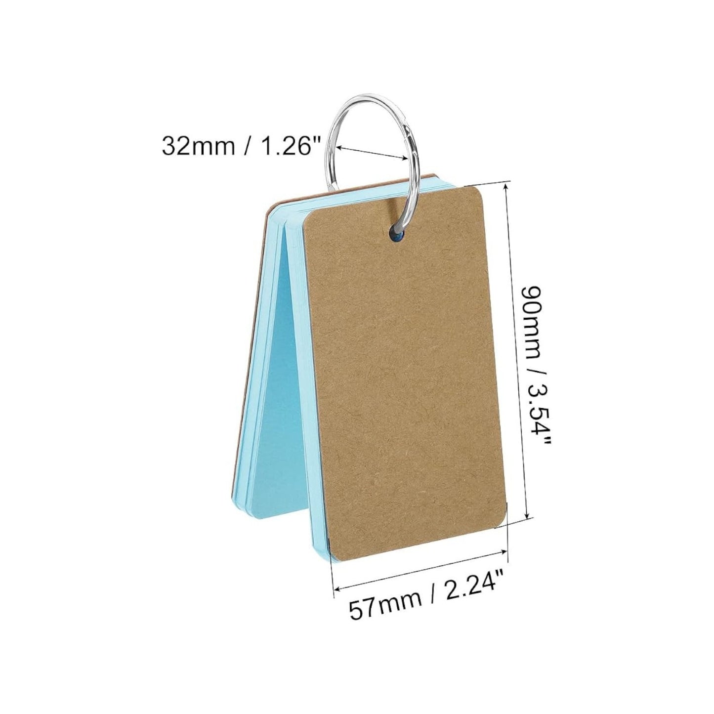 Elite Stationery House 150 pack of blue and brown paper index cards with steel binder rings and pre-punched holes.