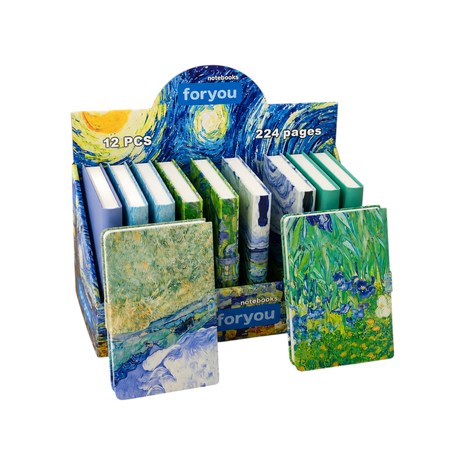 Elite Stationery House Van Gogh A6 hard cover sketchbooks with 224 blank pages in a branded display box