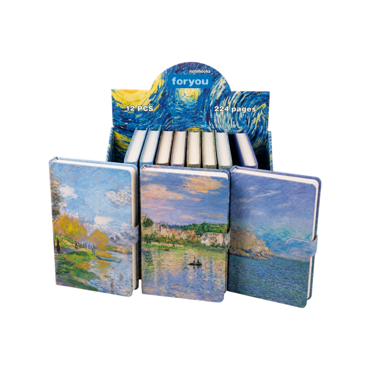 Elite Stationery House A6 Van Gogh art hard cover sketchbooks with 224 blank pages in a display box