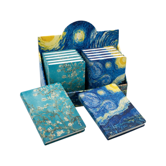 Elite Stationery House A6 hard cover sketchbooks featuring Van Gogh Starry Night and Almond Blossom art prints