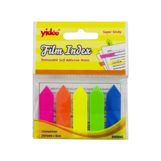 Elite Stationery House Yidoo neon arrow index tabs in 5 bright colors for document organization and referencing