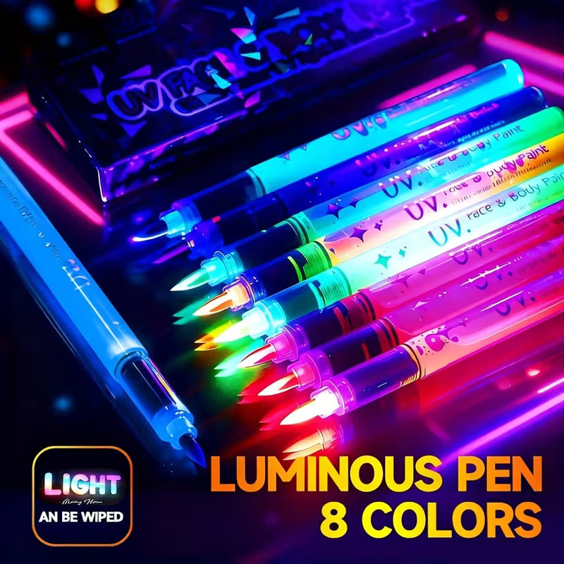 1 Color Glow in the Dark UV Body Paint Marker - 0.68 fl oz Liquid Neon Watercolor Pen for Concerts and Face Painting