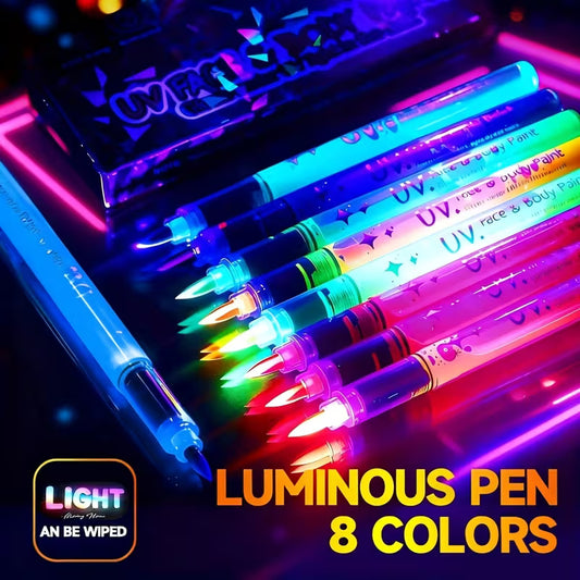1 Color Glow in the Dark UV Body Paint Marker - 0.68 fl oz Liquid Neon Watercolor Pen for Concerts and Face Painting
