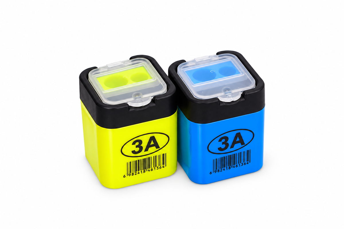 Plastic Double Sharpener Assorted Colors With Square Box Shape