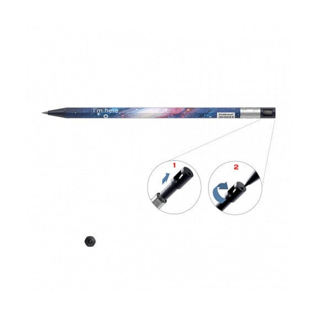 Erich Krause Screw Mechanical Pencil Touch Space Assorted Colors 0.2 mm HB + Sharpener Model 078378
