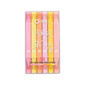 Elite Stationery House set of 6 pastel double-ended highlighters in a clear plastic case with earthy tone ink colors.